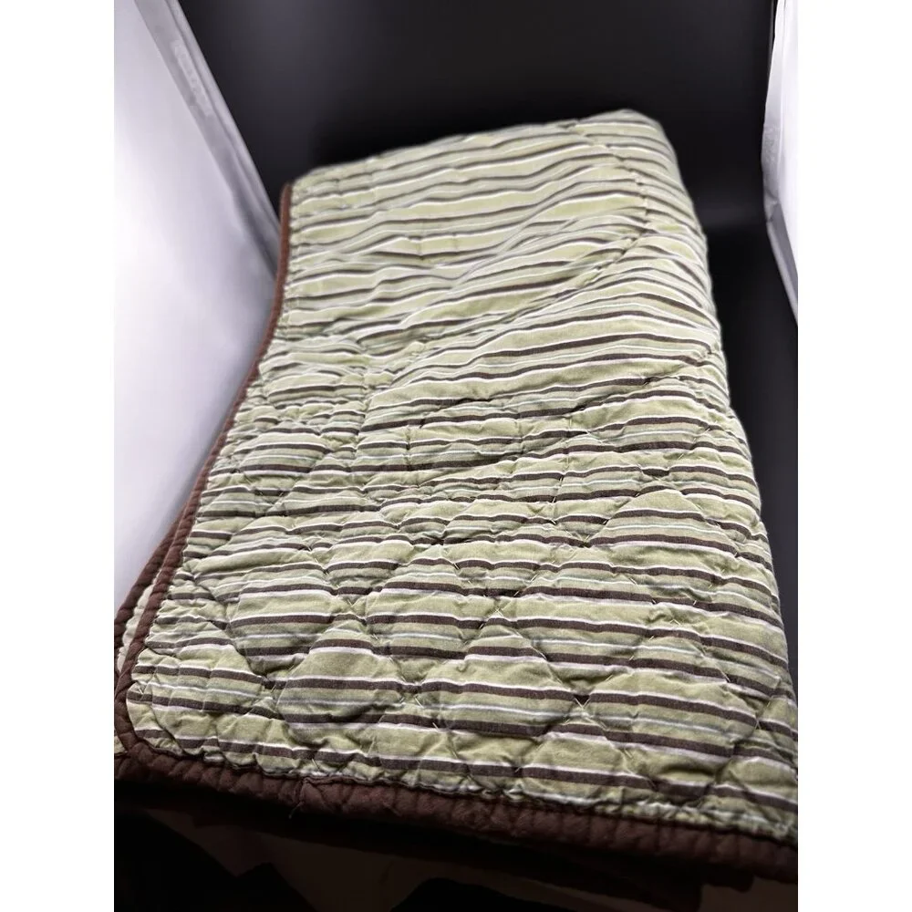 Peek a Boo MONKEY Baby Blanket Head Face Reversible Green‎ White Brown Stripe